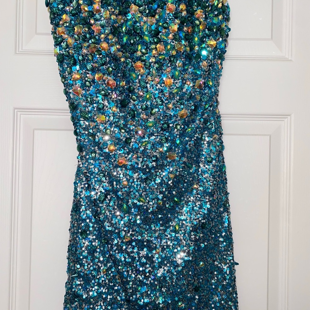 Vienna Prom Blue Sequin Mini Dress